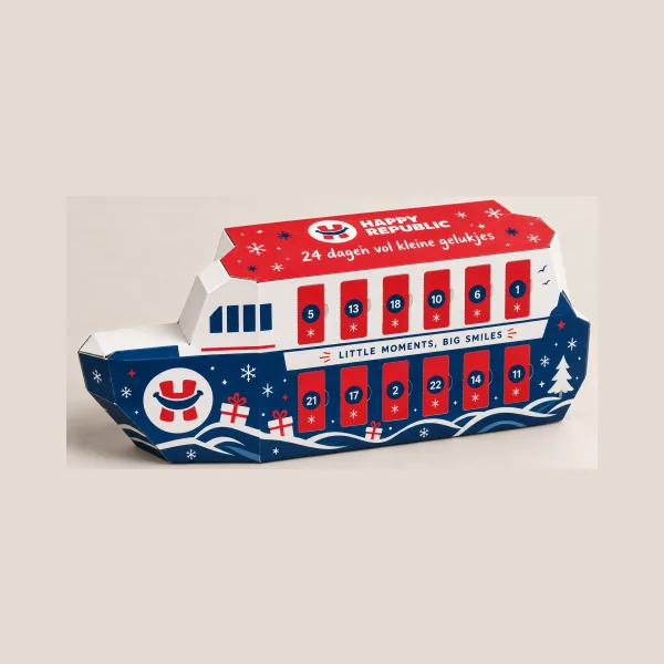Advent Kalender in de vorm van een Boot gevuld met chocolade
