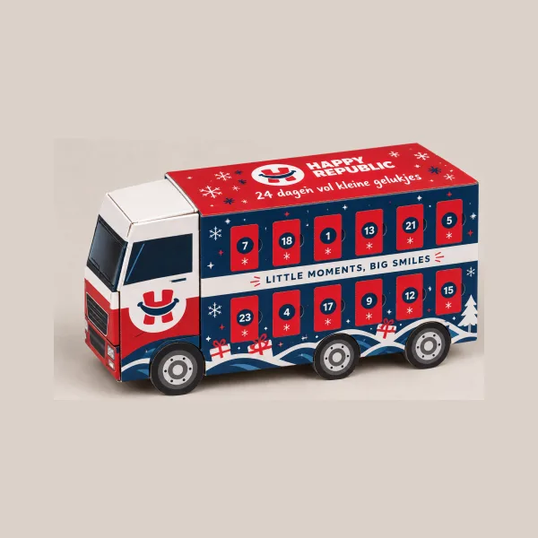 Advent Kalender in de vorm van een Truck gevuld met chocolade
