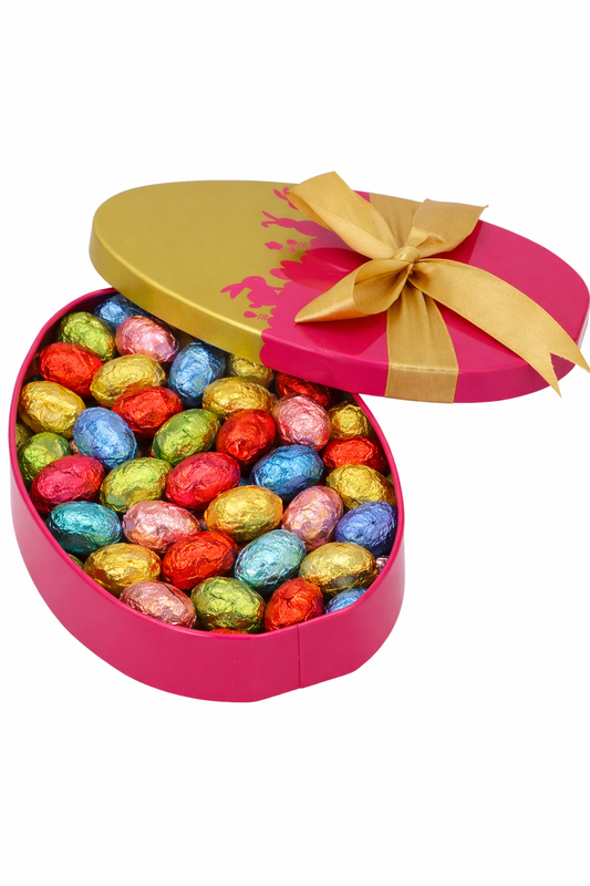 Blikken Paasei gevuld met Belgische Paaseitjes