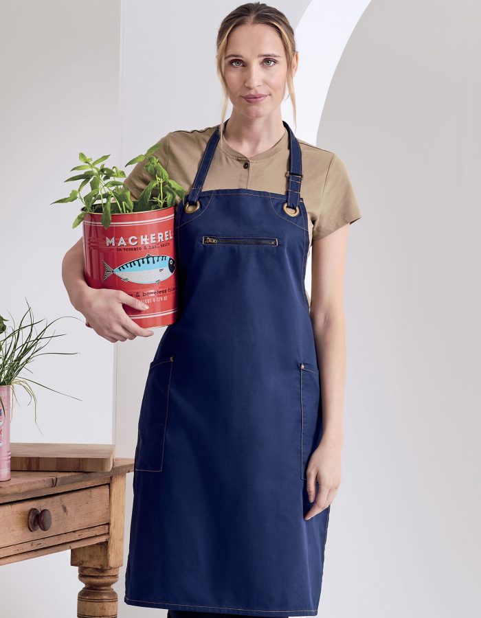 'Barley' Contrast Stitch Sustainable Bib Apron