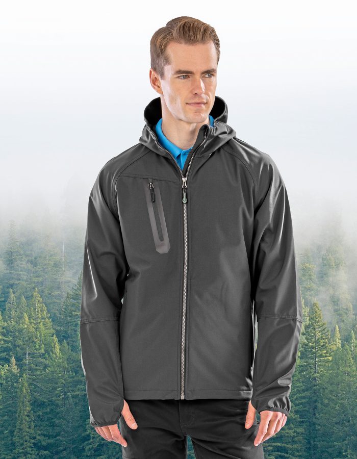 3-Layer Recycled Printable Hooded Casual Softshell Jacket